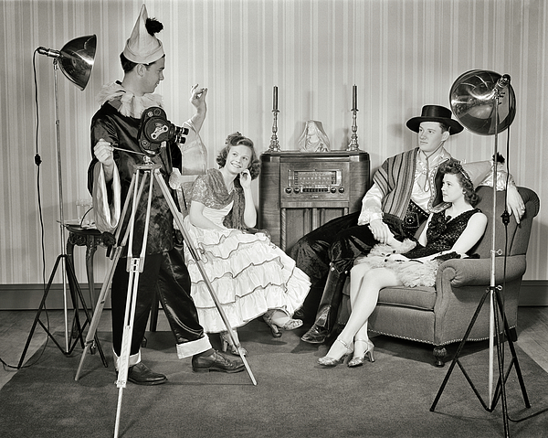 1940s Group Of Young Adults Couples Posing Wearing Party Costumes Man In Clown Costume Zip Pouch