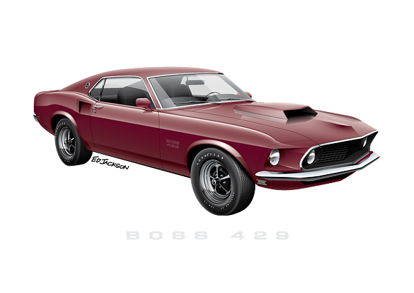 1969 Ford Mustang Boss 429 - Vintage Burgundy Quarter View Hand Towel by Ed  Jackson - Pixels