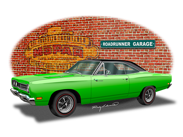 1969 Plymouth Roadrunner 3 Green Black Vinyl Top Muscle Car Art Adult Pull Over Hoodie For Sale By Rudy Edwards