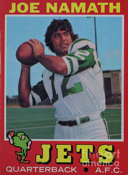 1971 Topps #250 Joe Namath Football Card Greeting Card by Randy Steele