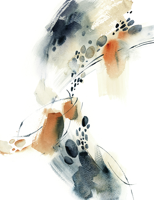 Abstract in blue and terracotta 2 Throw Pillow by Sophia Rodionov