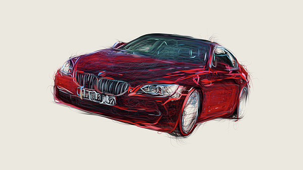 BMW 1 Series M Coupe Car Drawing #5 Coffee Mug by CarsToon Concept - Pixels