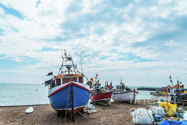 Fishing boats on the shore, pebble beach, wooden boats, fishing #7