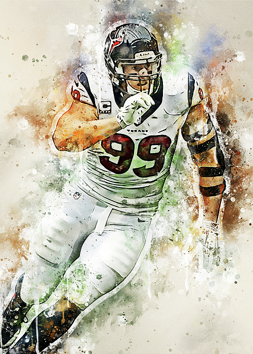 Ball Houston Texans Player JJ Watt J.J.Watt J. J. Watt J.J.Watt Justin  James Digital Art by Wrenn Huber - Pixels