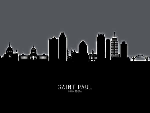 Saint Paul Minnesota Skyline #34 Duvet Cover by Michael Tompsett