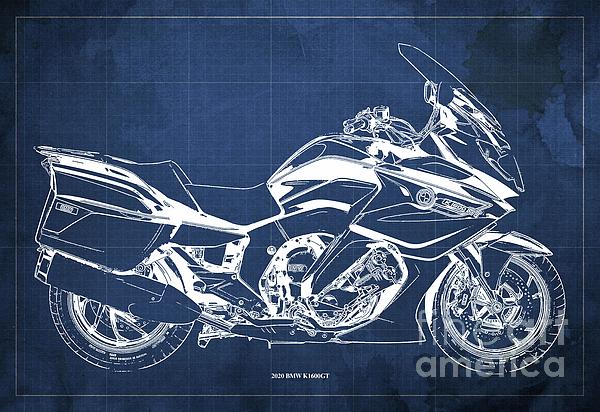 2020 BMW R1250RT Blueprint,Blue Background,Garage Decoration Coffee Mug by  Drawspots Illustrations - Pixels