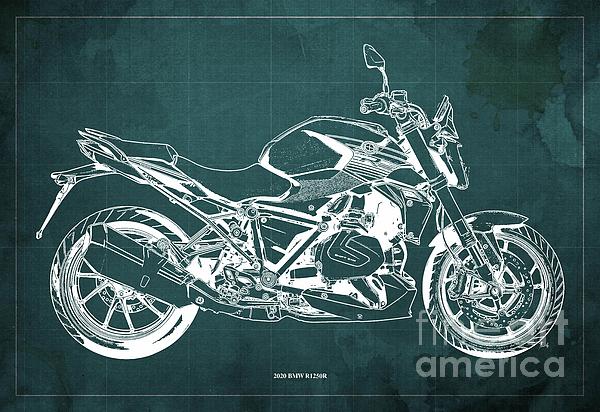 2017 BMW S1000RR Blueprint,Blue Background,Office Decoration Drawing by  Drawspots Illustrations - Fine Art America