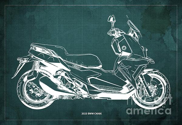 2020 BMW R1250RT Blueprint,Blue Background,Garage Decoration Coffee Mug by  Drawspots Illustrations - Pixels