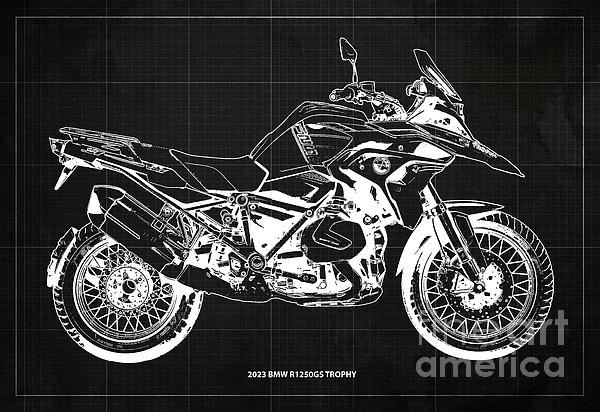 2020 BMW R1250RT Blueprint,Blue Background,Garage Decoration Coffee Mug by  Drawspots Illustrations - Pixels