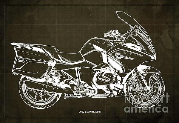 2020 BMW R1250RT Blueprint,Blue Background,Garage Decoration Coffee Mug by  Drawspots Illustrations - Pixels