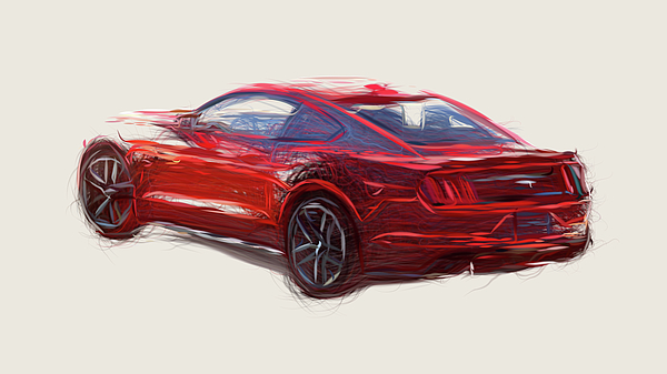 Picture/artwork - Ford Mustang - Dessin original - Baes gerald - Certificat  d'authenticité - Ford USA - After 2000 - Catawiki