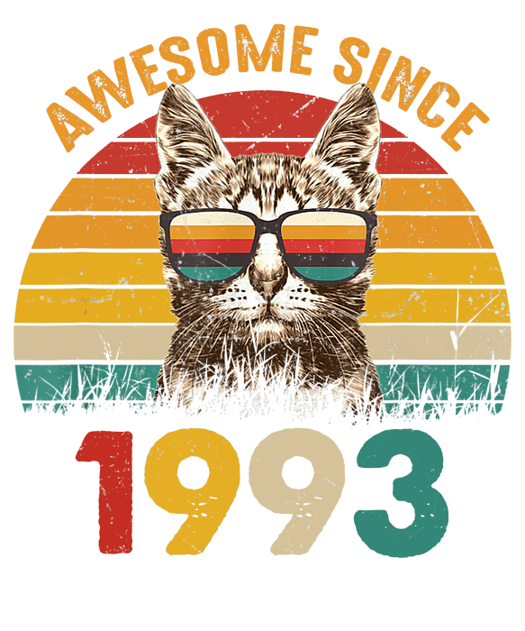 27th Birthday Vintage Cat Gift T-Shirt - Awesome Since 1993 T-Shirt