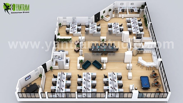 3D Floor Plan Design of Modern Office in Newark, New York by 3D ...