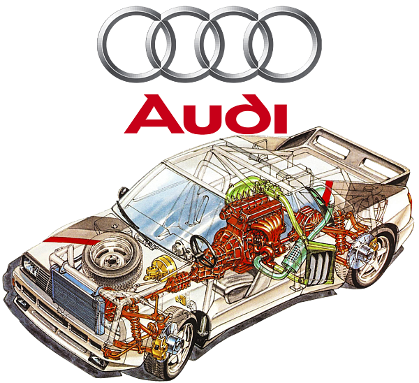Audi Sport Quattro RS 001. Cutaway automotive art #4 Sticker