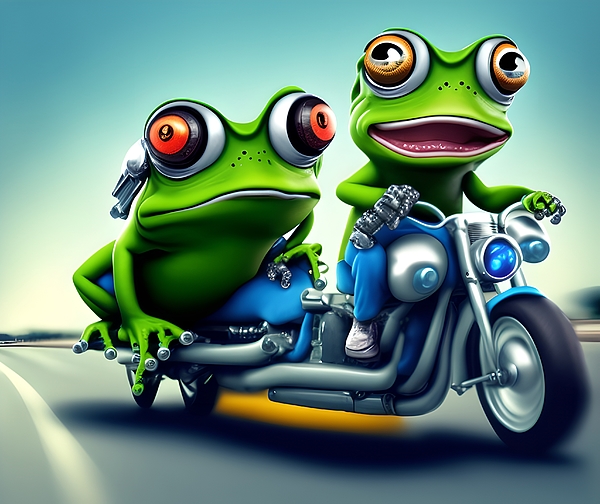 Crazy Frog on Motorcycle, Generative AI Illustration #4 Throw Pillow by  Miroslav Nemecek - Fine Art America