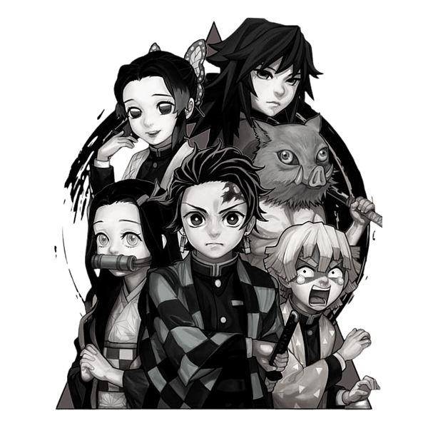 Demon Slayer Tanjiro Black & White Sticker - Anime PNG Stickers