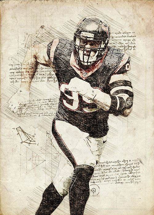 Ball Houston Texans Player JJ Watt J.J.Watt J. J. Watt J.J.Watt Justin  James Digital Art by Wrenn Huber - Pixels