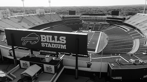 Aerial photo of Buffalo Bills Stadium Beach Towel