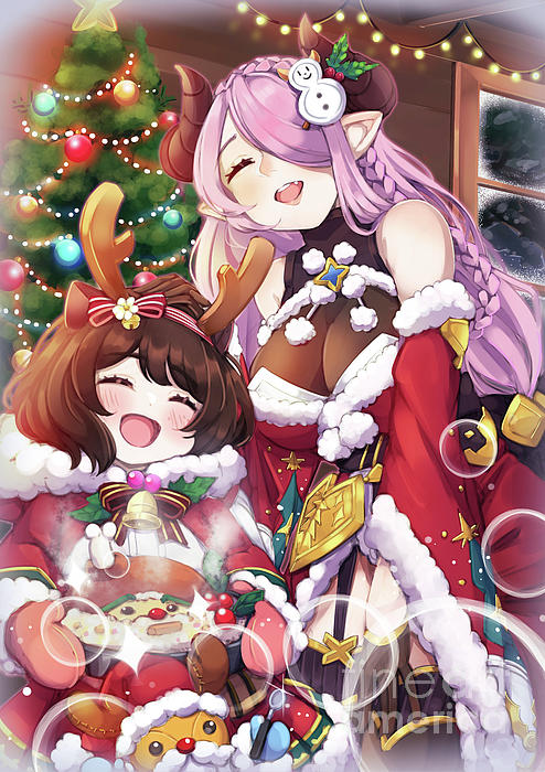 Anime Christmas Greeting Card by Kapy Bardi