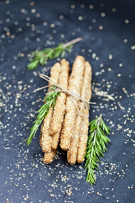 Italian grissini or salted bread sticks with sesame and rosemary #8 Yoga  Mat by Liss Art Studio - Pixels