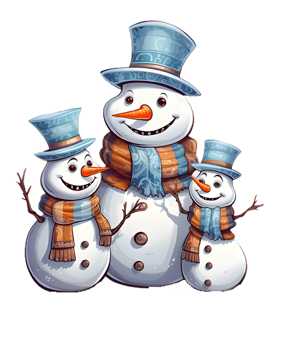 Cheerful Snowman And Snowflakes Winter Snow Sled Carrot Buttons