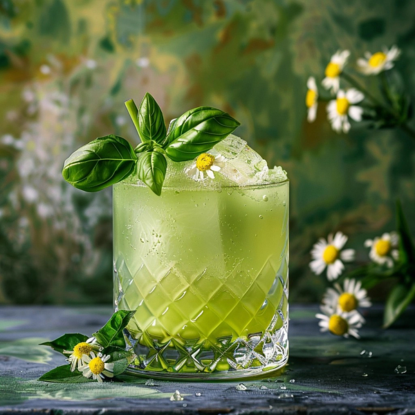 Sonyah Kross - A Basil Smash cocktail and its whimsical flowers, Chapter II