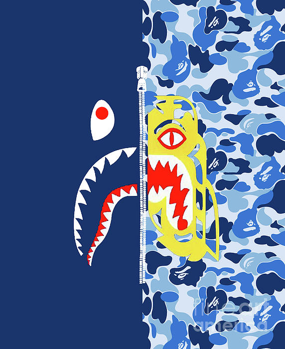 A bathing ape Shark Fleece Blanket by Artist Art - Pixels