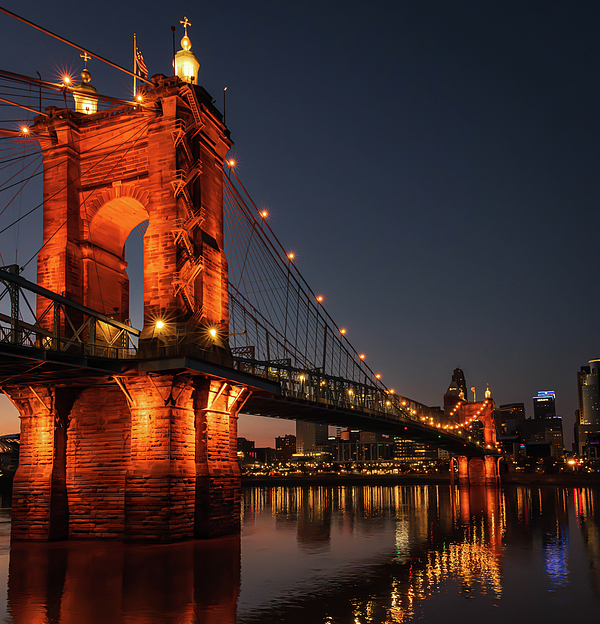 Michael Bowen - A beautiful evening capturing the historical John A. Roebling Suspension Bridge over the Ohio River 