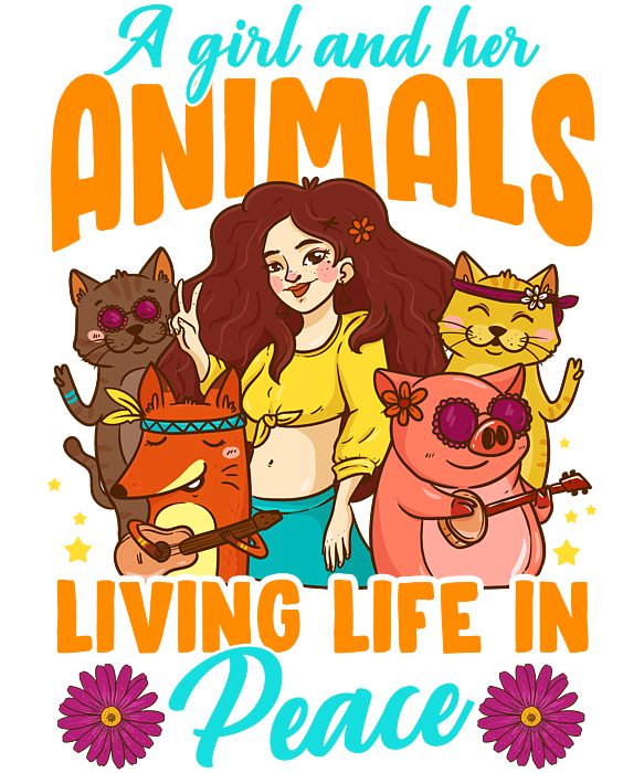 a girl and her animals living life in peace