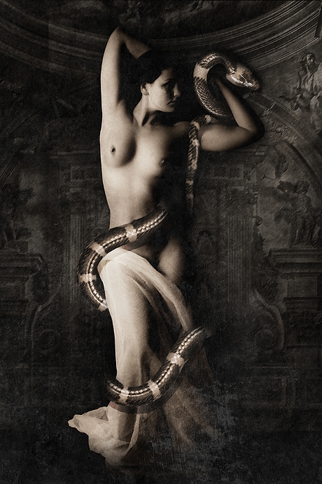 nude girl with snake 