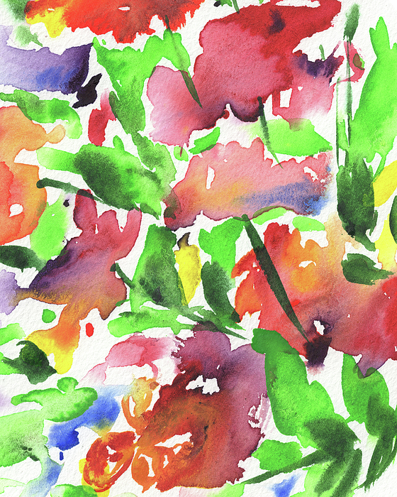 Irina Sztukowski - Abstract Floral Watercolor Vivid Bright Flowers Color Garden Splash I