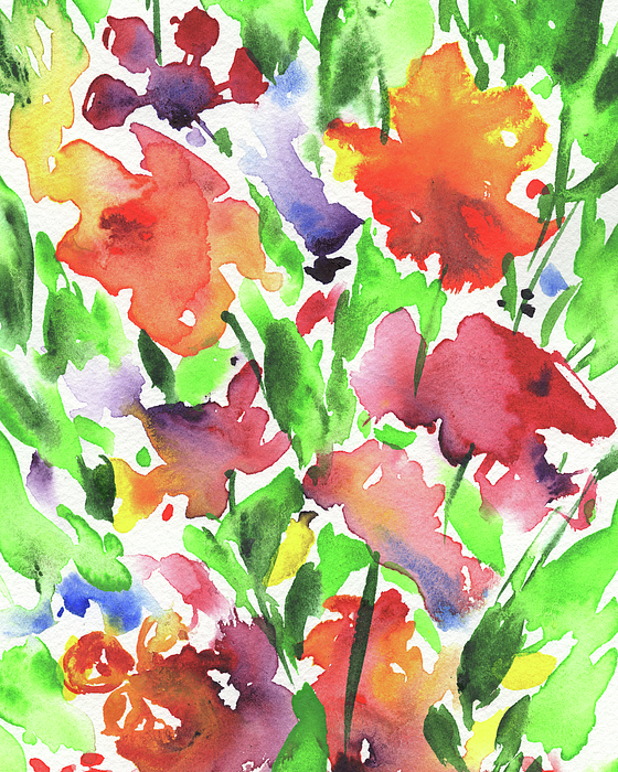 Irina Sztukowski - Abstract Floral Watercolor Vivid Bright Flowers Color Garden Splash II