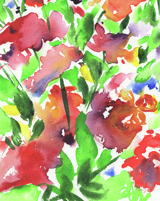 Irina Sztukowski - Abstract Floral Watercolor Vivid Bright Flowers Color Garden Splash III