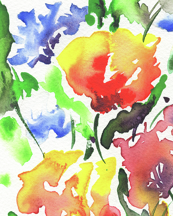 Irina Sztukowski - Abstract Floral Watercolor Vivid Bright Flowers Color Garden Splash IV