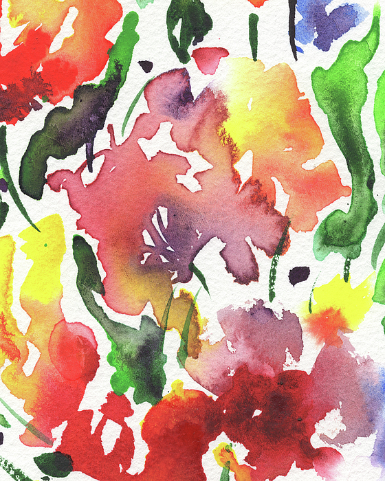 Irina Sztukowski - Abstract Floral Watercolor Vivid Bright Flowers Color Garden Splash V