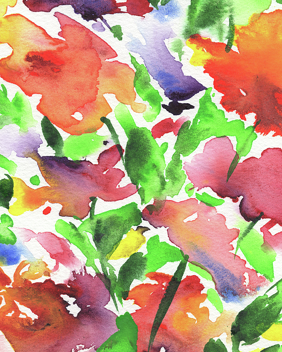 Irina Sztukowski - Abstract Flowers Watercolor Vivid Bright Floral Color Garden Splash V