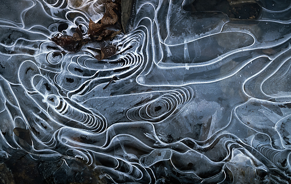Ronald Rovtar - Abstract lines and repeating patterns in ice on a small stream