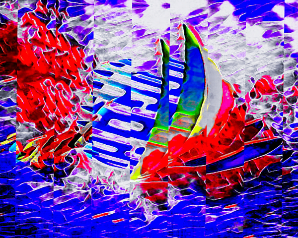 Silver Pixie - Abstract ocean squall sailing boat