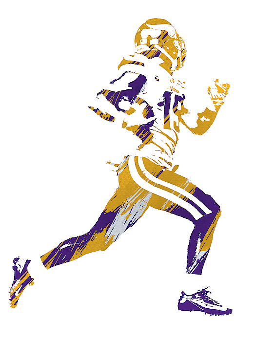 Adam Thielen MINNESOTA VIKINGS WATER COLOR PIXEL ART 4 Mixed Media by Joe  Hamilton - Fine Art America