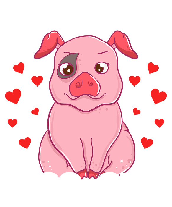 Download Adorable Pig with Hearts - Perfect for Online Games and