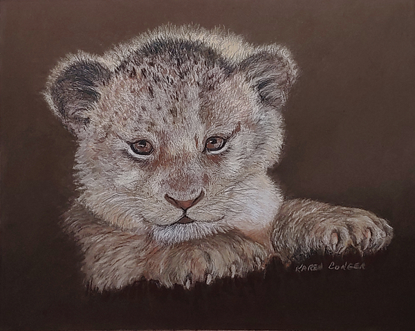 Karen Conger - African Lion Cub - Born with Spots - Pastel Painting