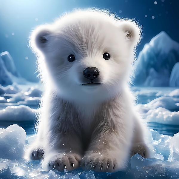 Karen A Wise - AI - Fluffy Polar Bear Cub