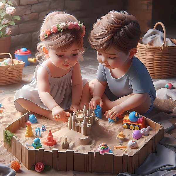 Karen A Wise - AI - Toddlers Playing in the Sandbox