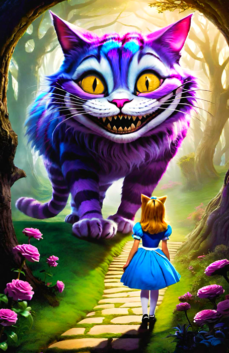 Designs By Nimros - Alice And The Cheshire Cat AI Art
