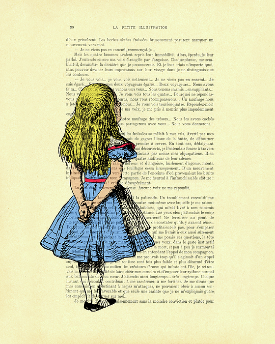 Alice in Wonderland on antique book page Spiral Notebook by Madame Memento  - Pixels