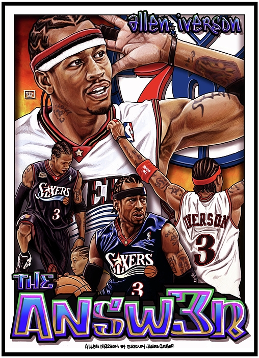 Allen Iverson T-Shirt by Bradley James Geiger - Fine Art America