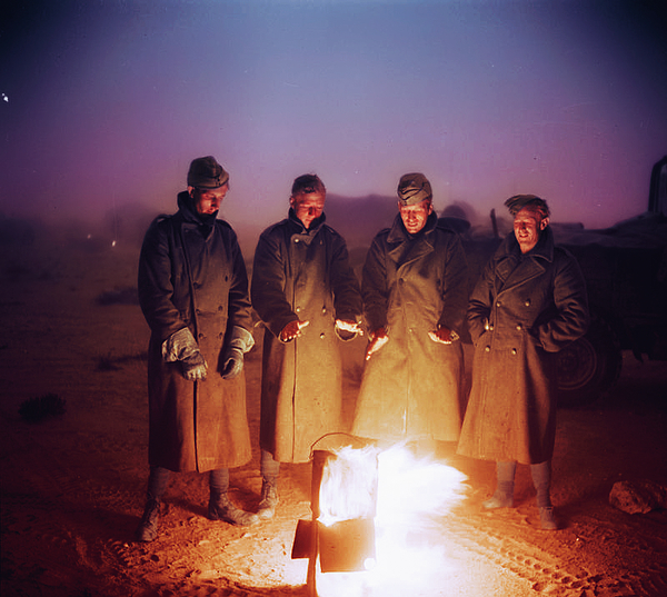 Allied soldiers in greatcoats warm themselves around a brazier, Egypt,  North Africa. 11 July 1942. Tank Top by Celestial Images - Pixels