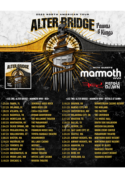 Alter Bridge 2022 'Pawns & Kings' European Tour Poster