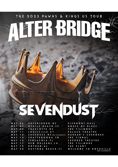 Alter Bridge, Sevendust And Mammoth Wvh - Pawns And Kings Tour 2023 Merch,  Alter Bridge Tour 2023