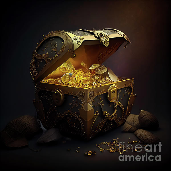 An Illustration of the metal treasure chest in dark light, AI generated ...